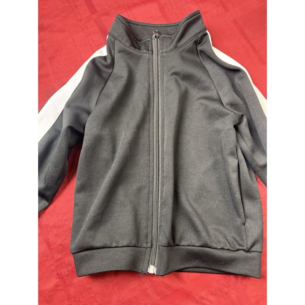 NOVA Kids Boys Black Track Jacket Zip Up White Stripes Long Sleeve - Picture 5 of 14